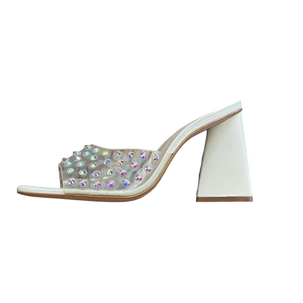 Schutz Lizah Crystal Block Heels Ivory - Picture 6 of 16
